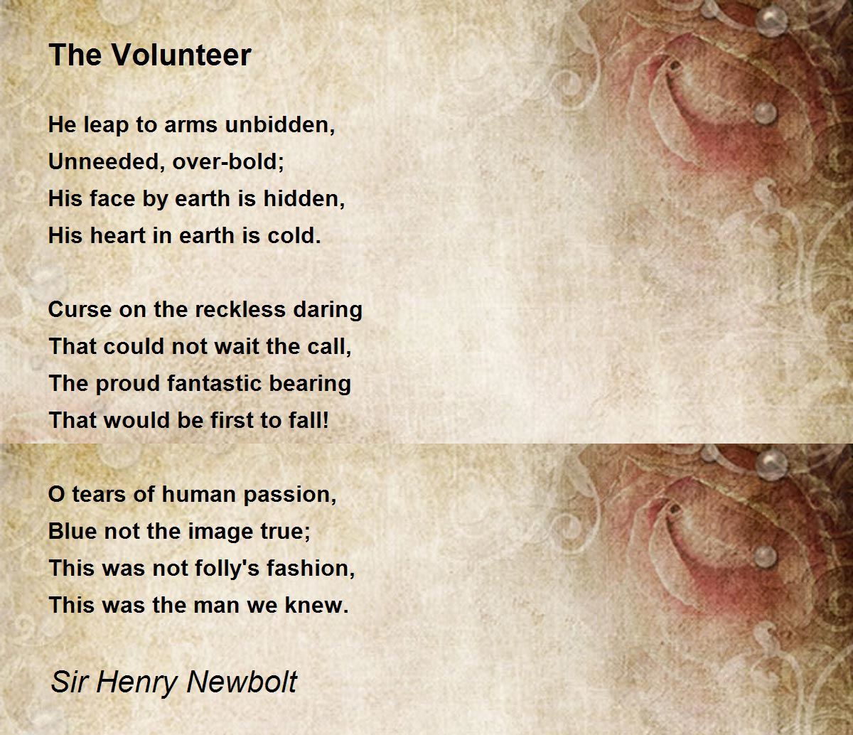 The Volunteer Poem by Sir Henry Newbolt Poem Hunter