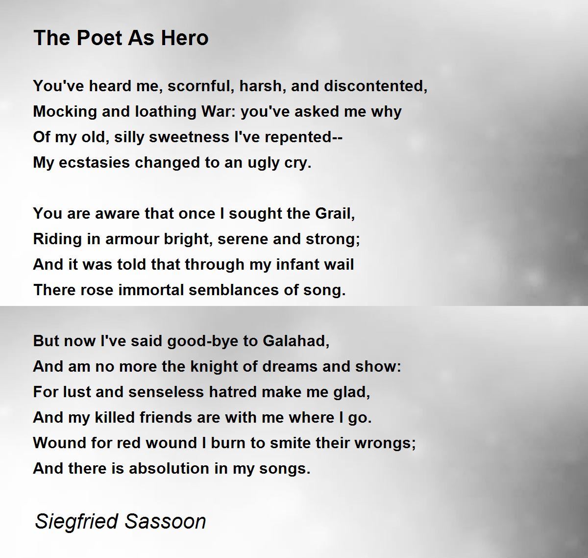The hero by siegfried sassoon essay