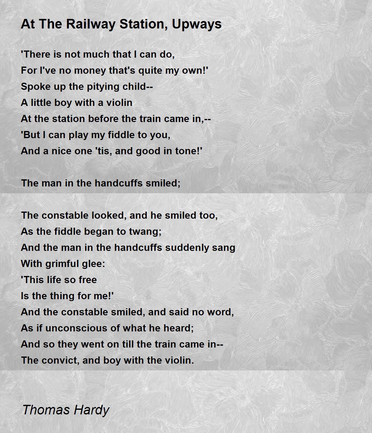 At The Railway Station, Upways Poem by Thomas Hardy - Poem Hunter