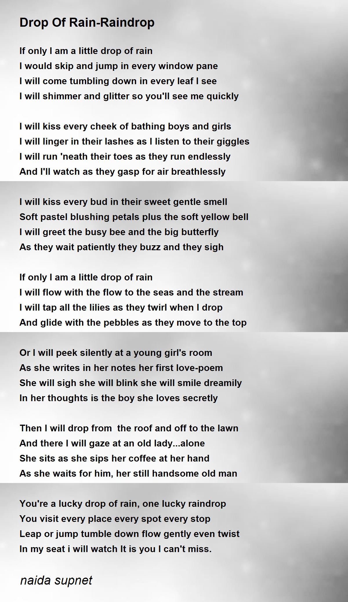 Drop Of RainRaindrop Poem by naida Poem Hunter