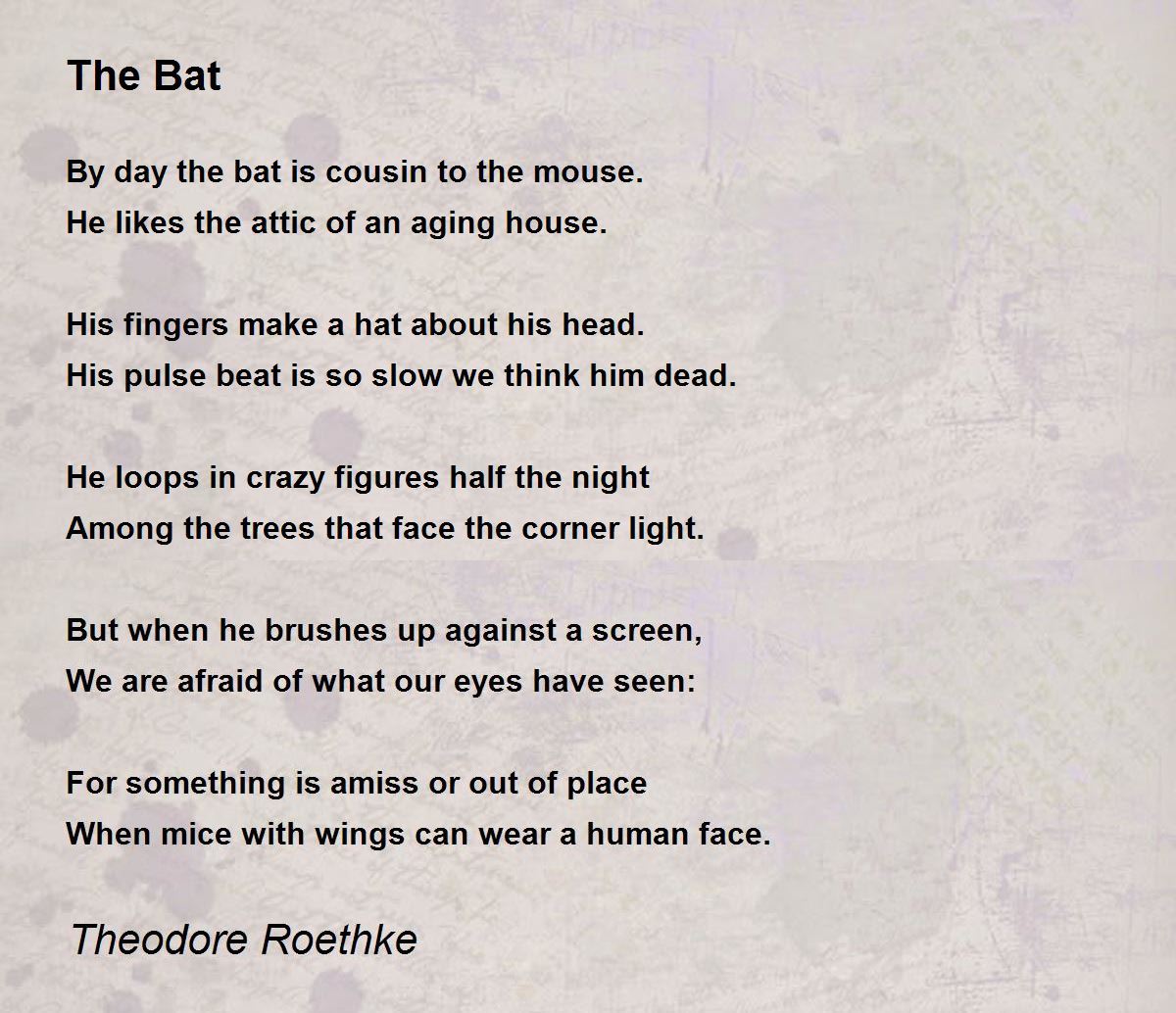 The Bat Poem by Theodore Roethke - Poem Hunter