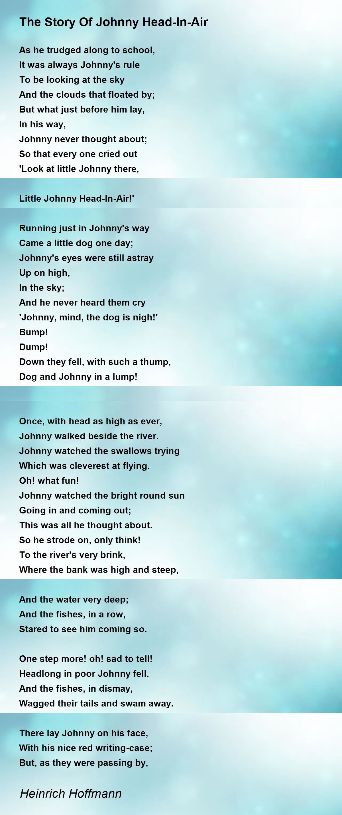 The Story Of Johnny Head-In-Air Poem by Heinrich Hoffmann - Poem Hunter