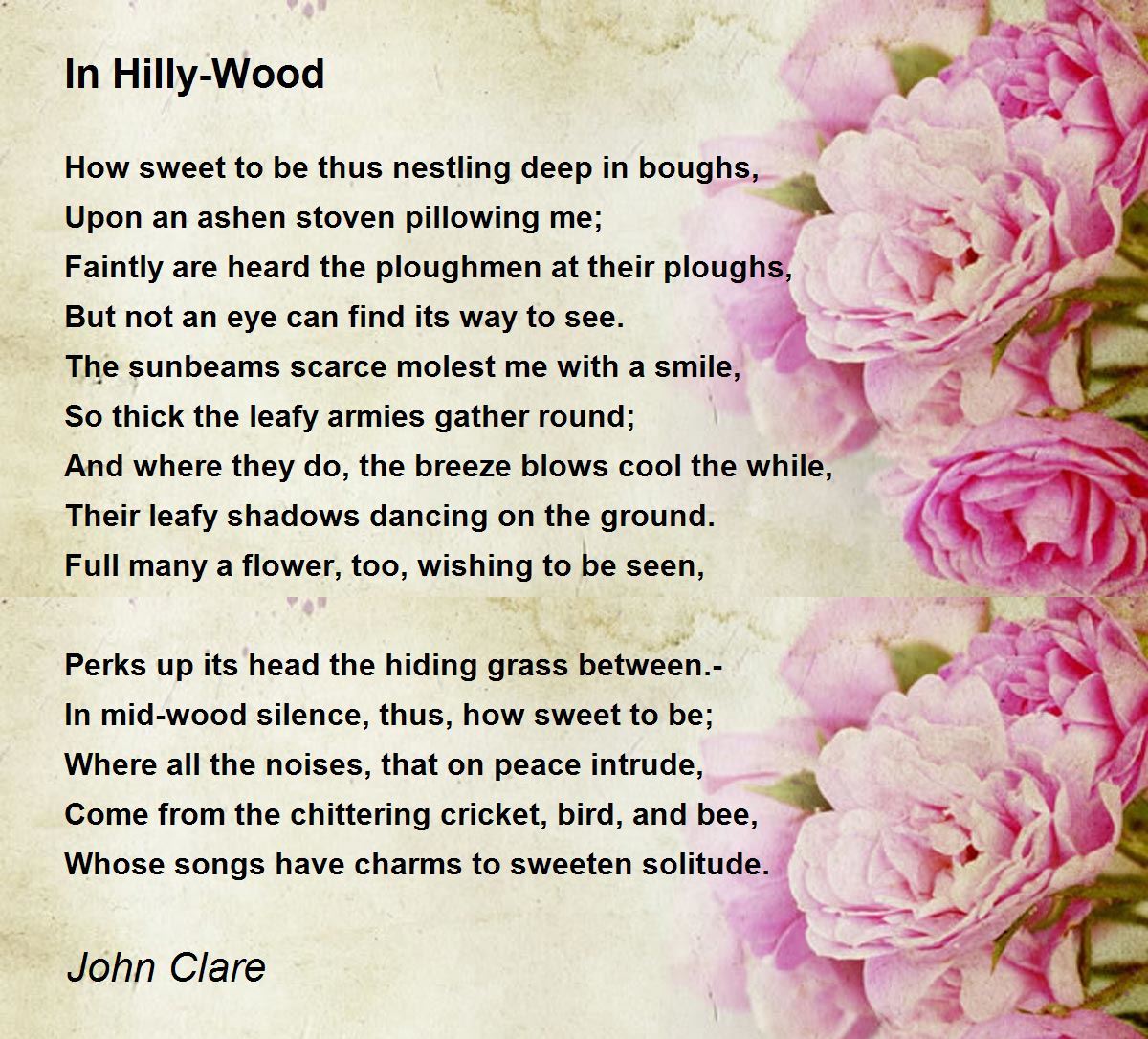 In Hilly-Wood Poem by John Clare - Poem Hunter