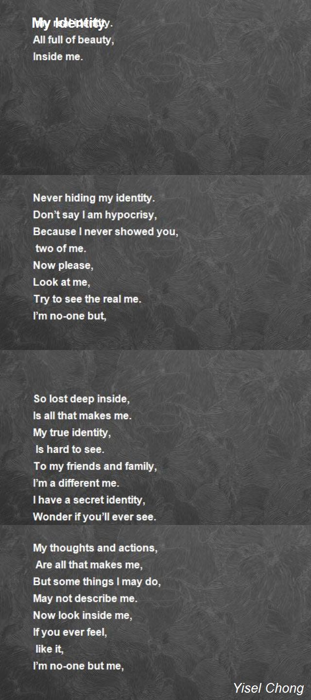 My Identity Poem by Yisel Chong Poem Hunter