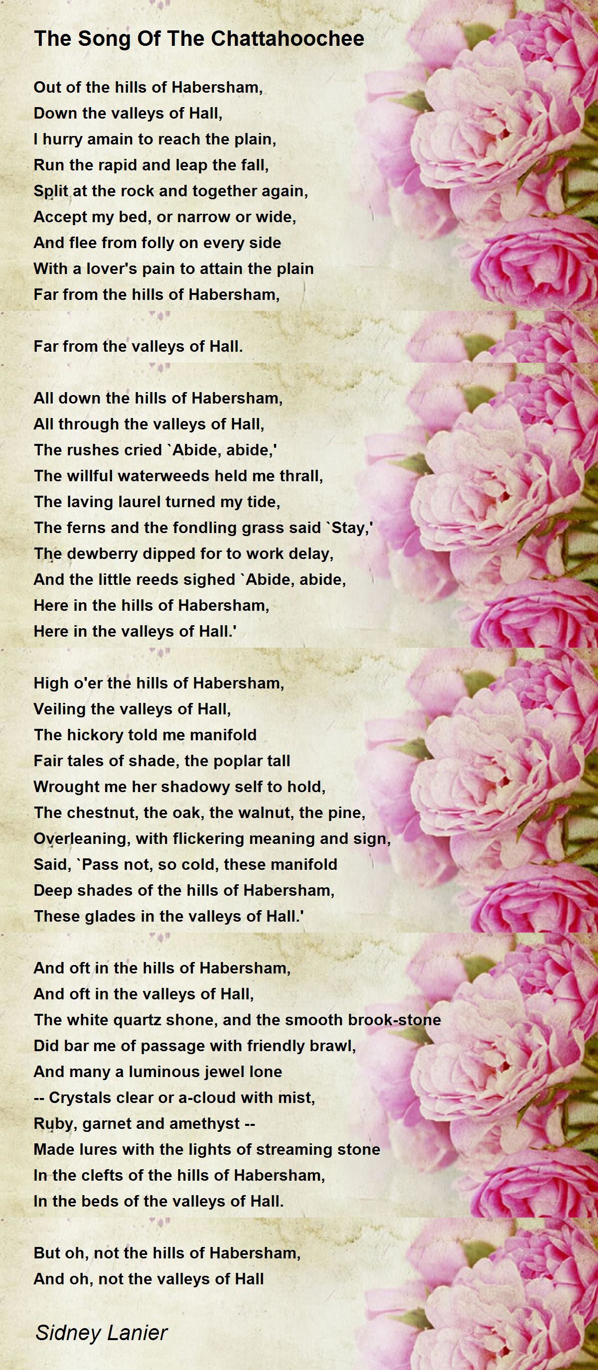 The Song Of The Chattahoochee Poem by Sidney Lanier - Poem Hunter