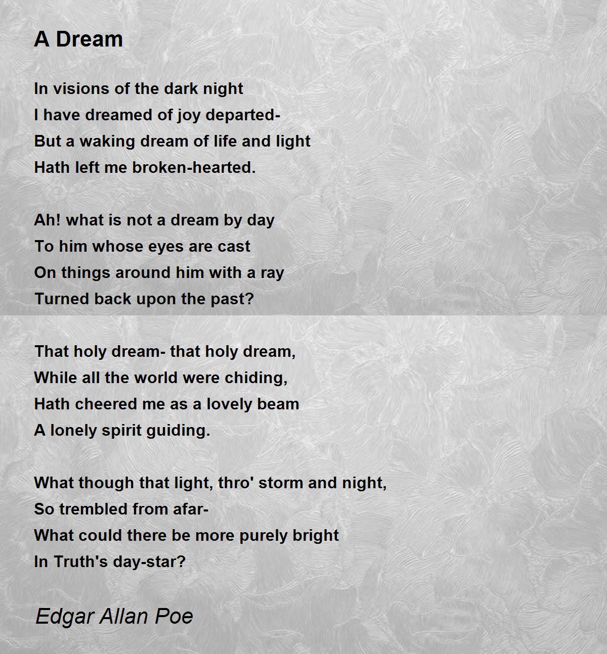 A Poem The Dreamers Dream Of The