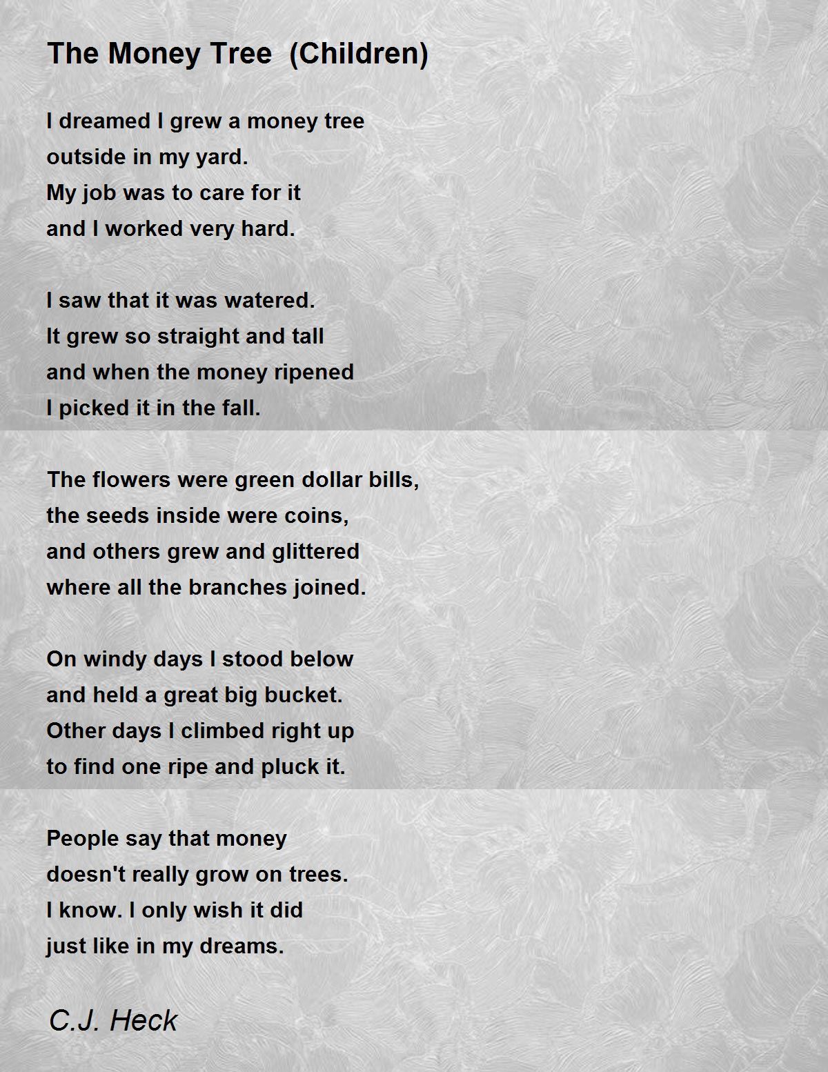 The Money Tree (Children) Poem by C.J. Heck Poem Hunter