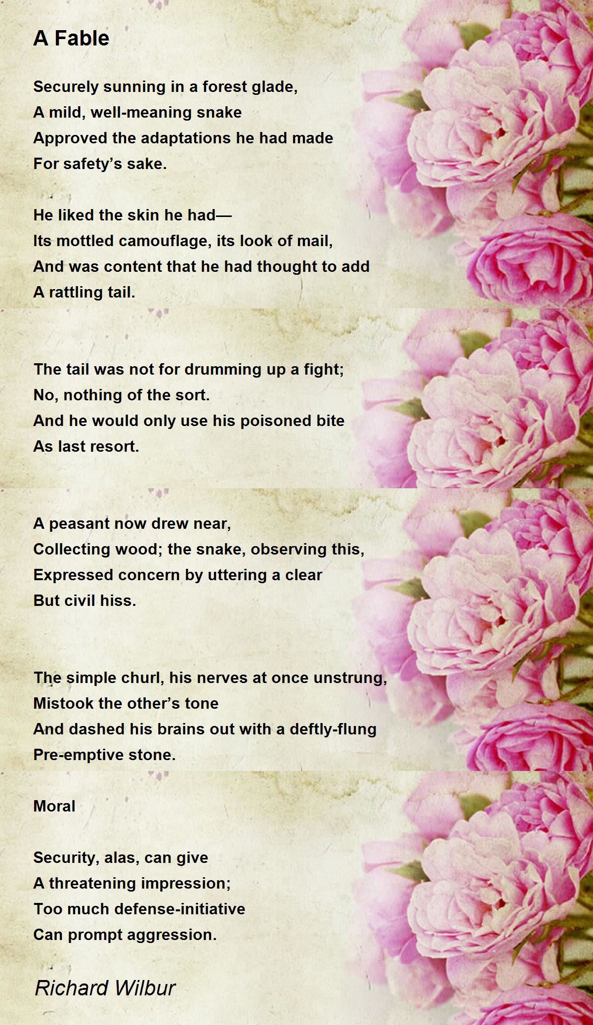A Fable Poem by Richard Wilbur Poem Hunter
