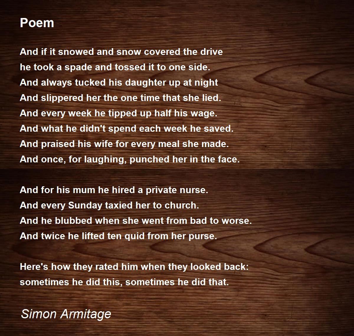 Poem Poem by Simon Armitage - Poem Hunter