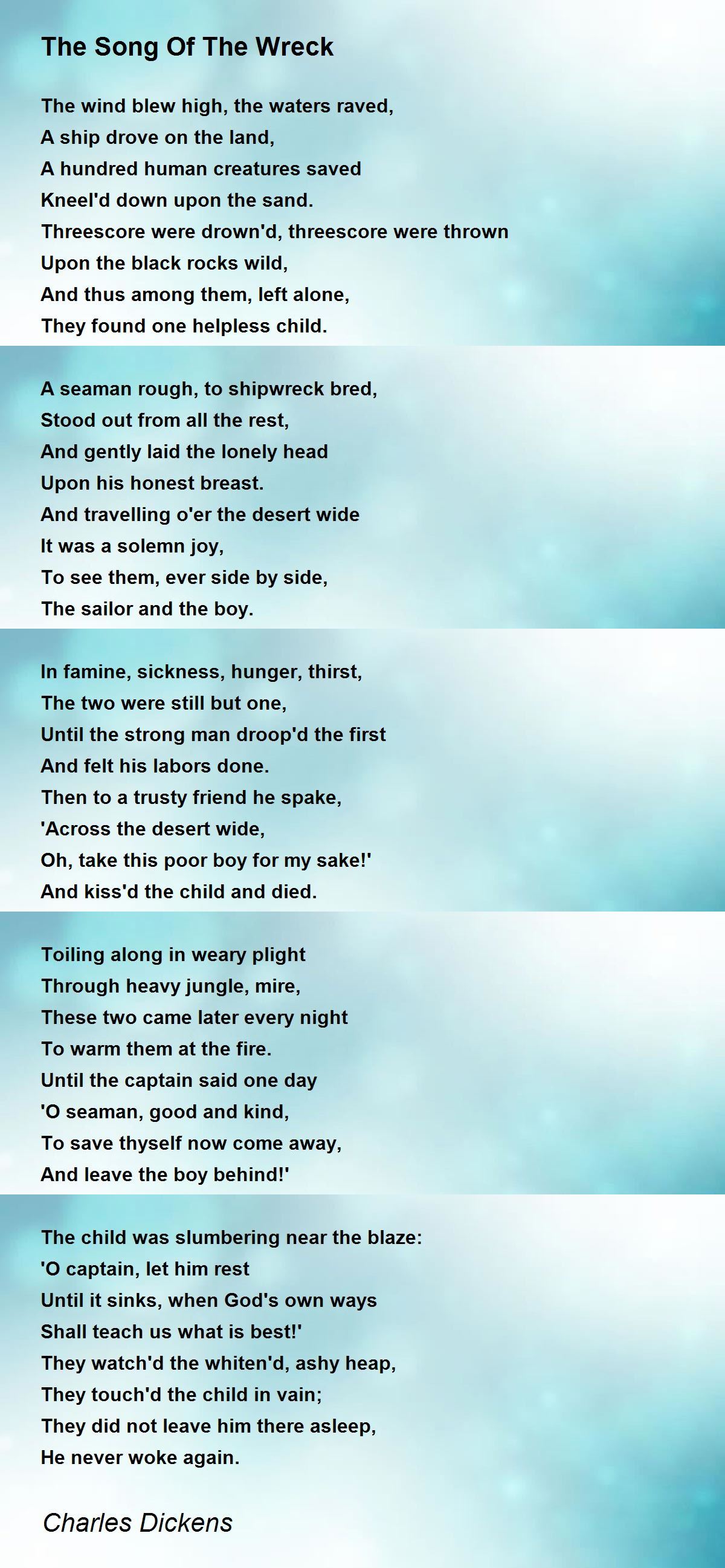 The Song Of The Wreck Poem by Charles Dickens - Poem Hunter