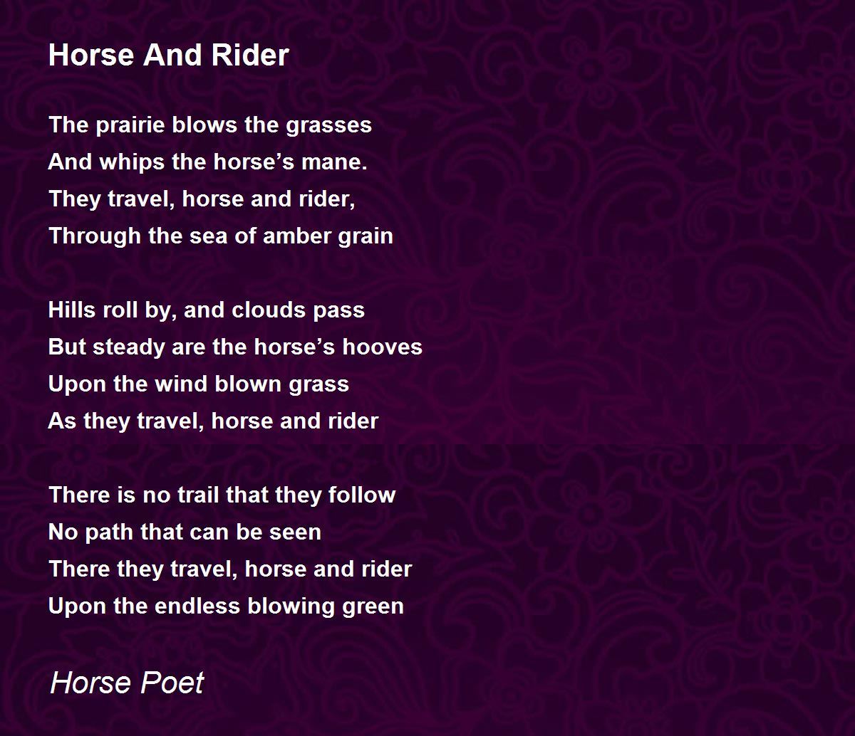 Horse And Rider Poem by Horse Poet Poem Hunter