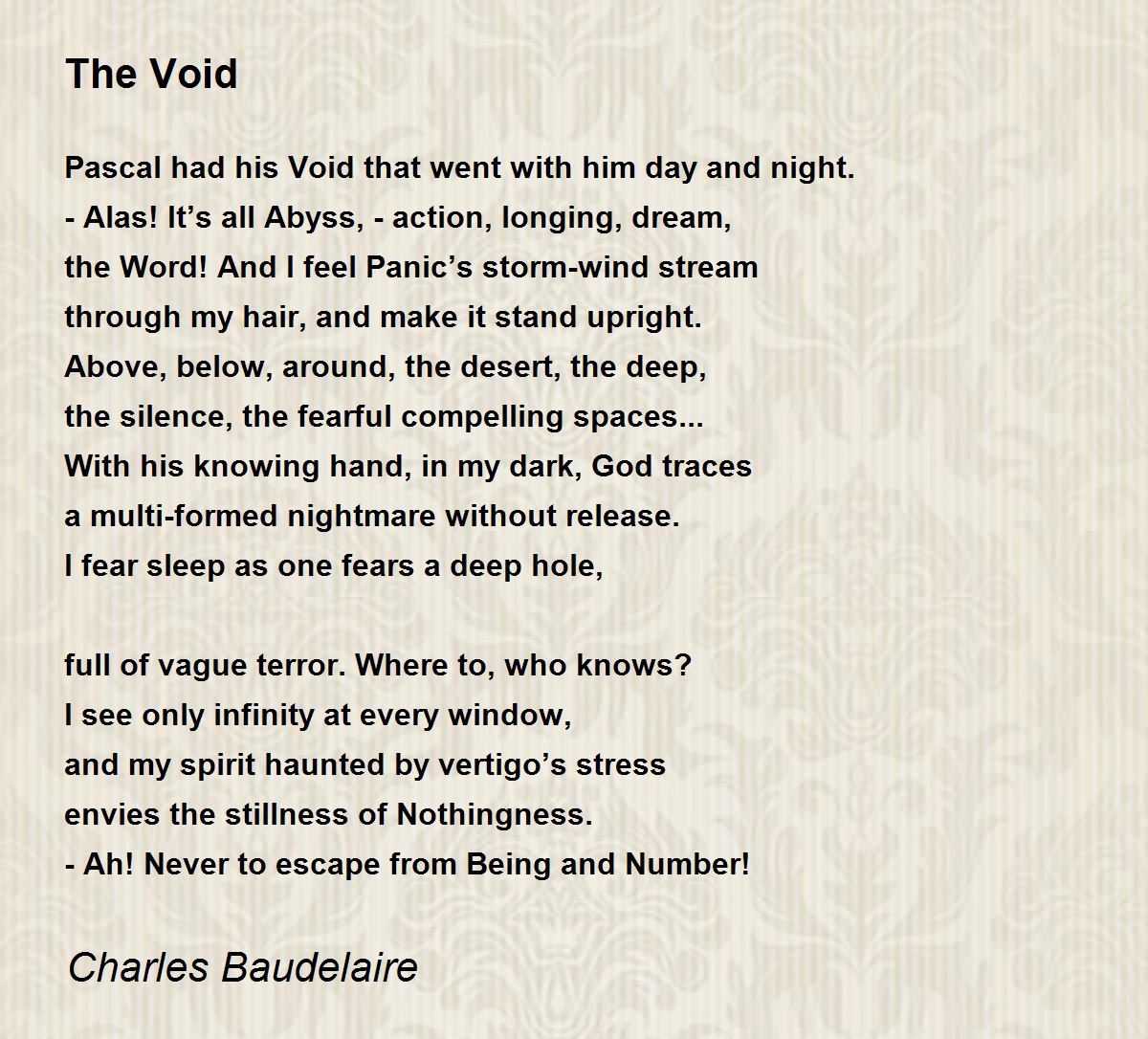 The Void Poem by Charles Baudelaire - Poem Hunter