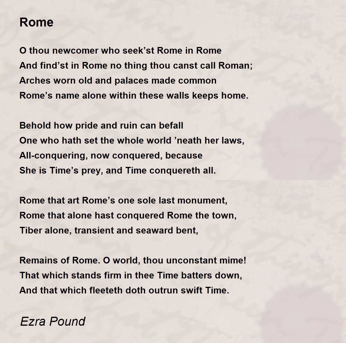Rome Poem by Ezra Pound - Poem Hunter