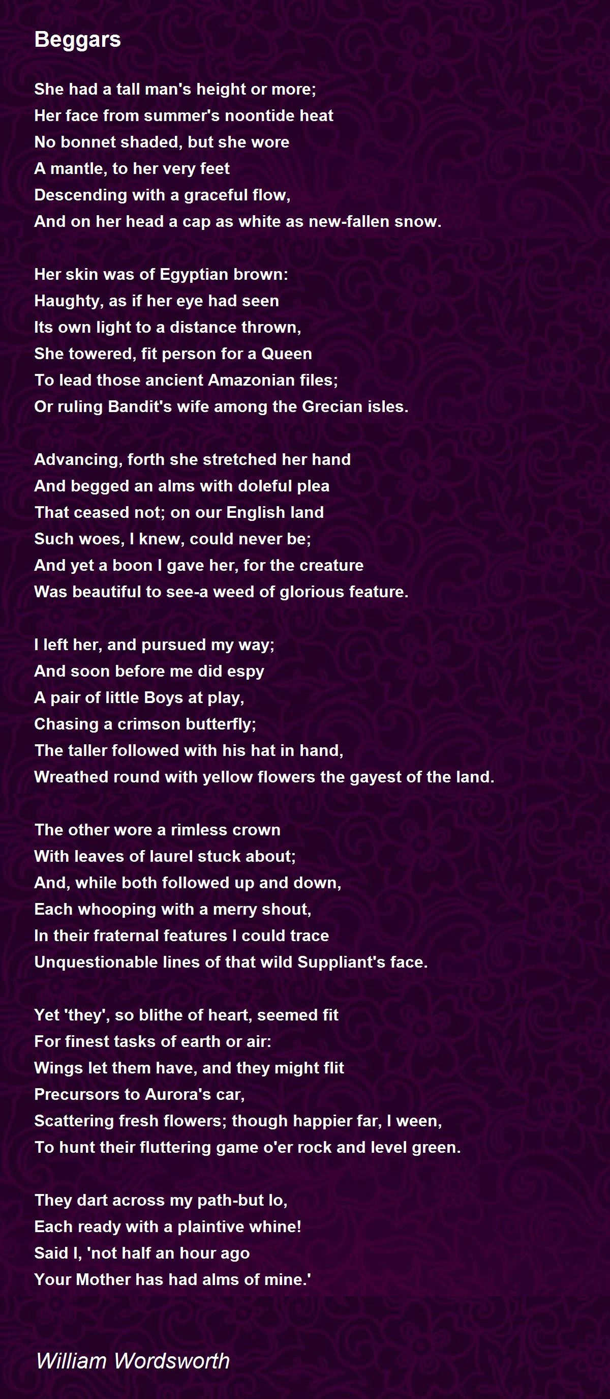 Beggars Poem by William Wordsworth - Poem Hunter