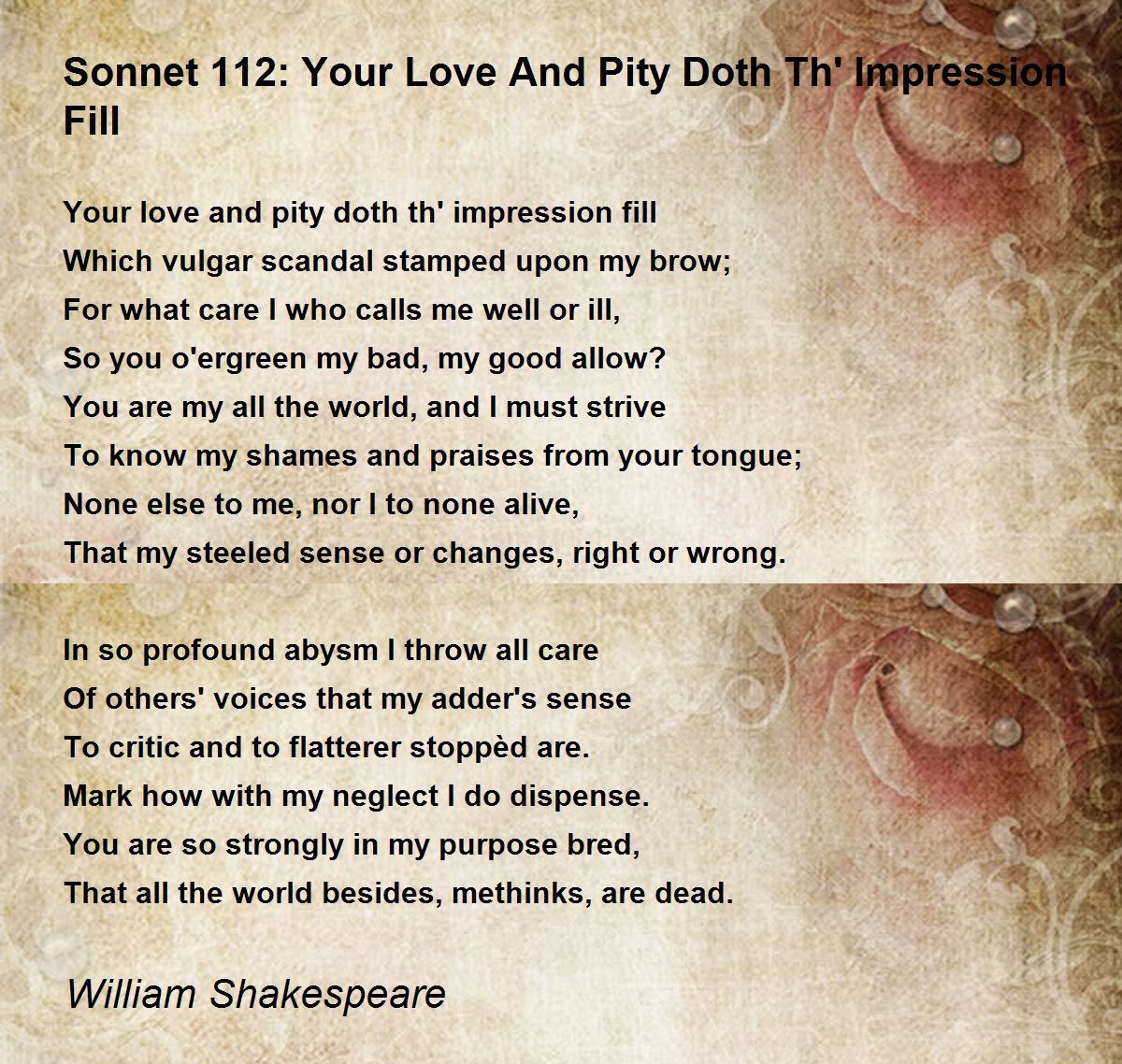 Sonnet 112 your love and pity doth the impression fill essay 05 image