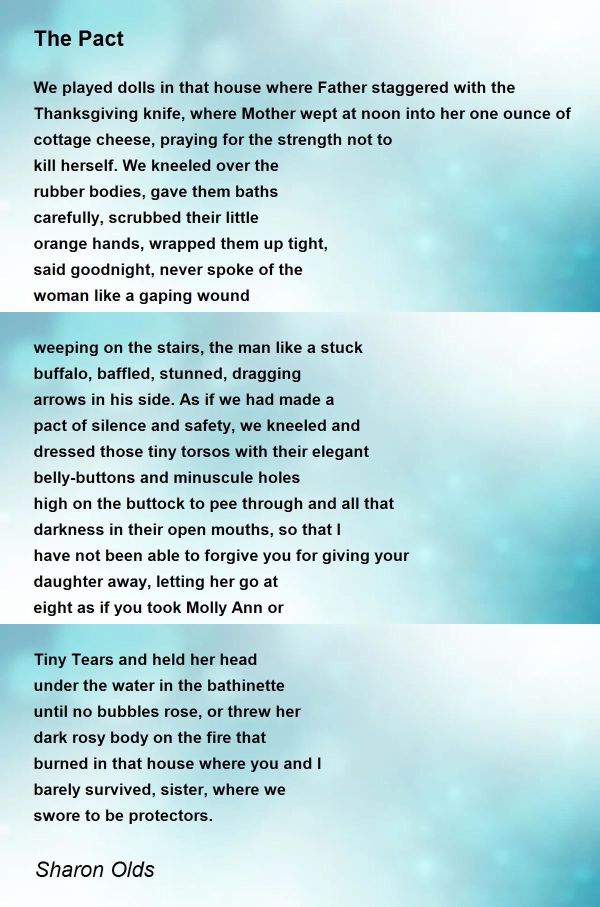 The Pact Poem by Sharon Olds - Poem Hunter