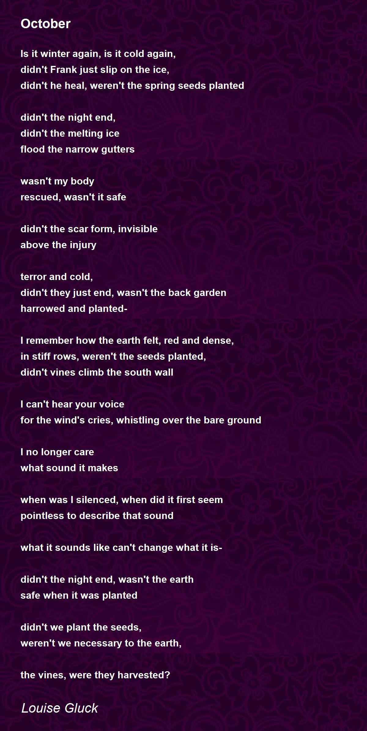October Poem by Louise Gluck - Poem Hunter