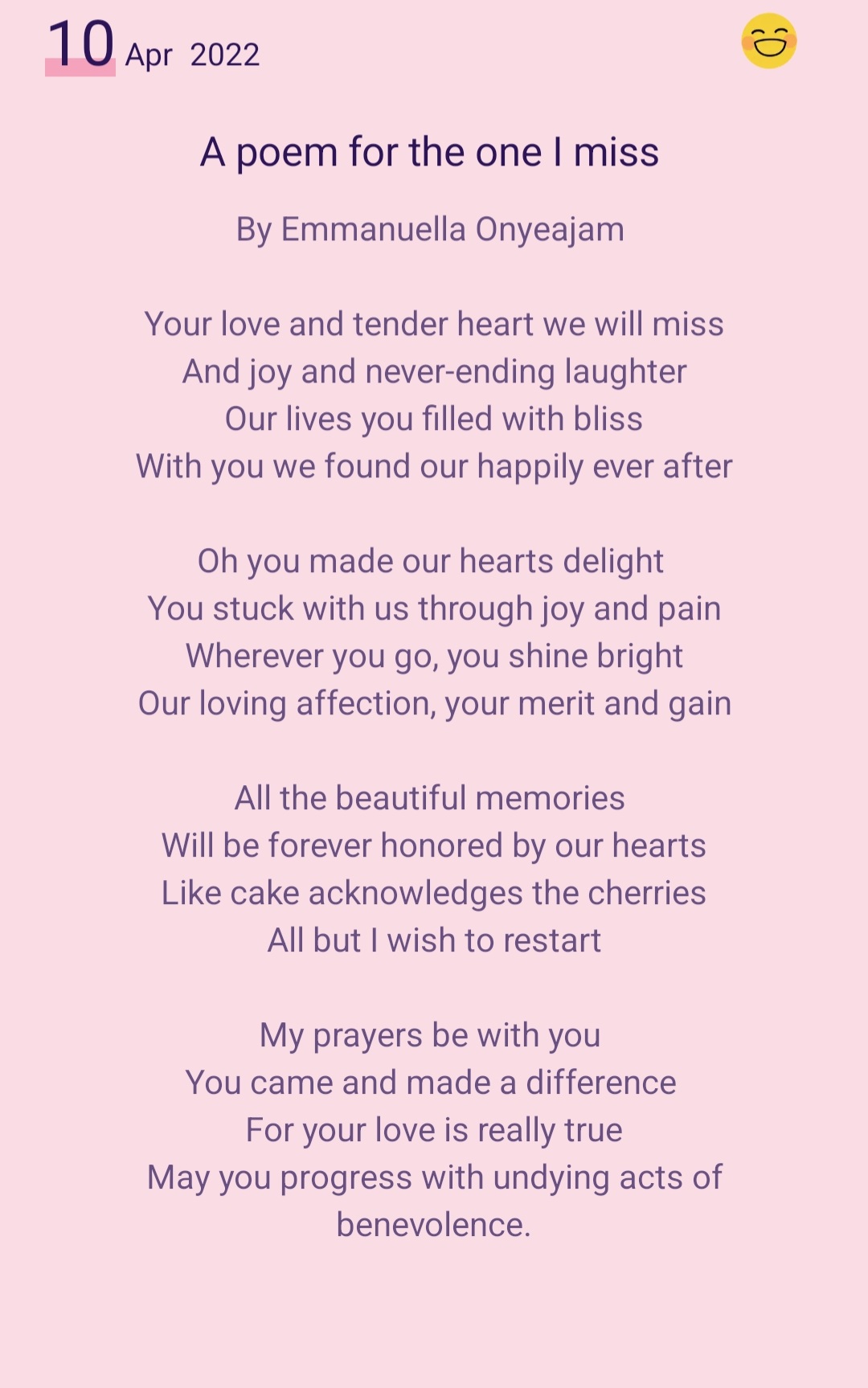 A Poem For The One I Miss