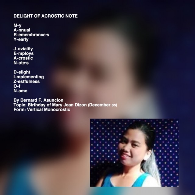Delight Of Acrostic Note