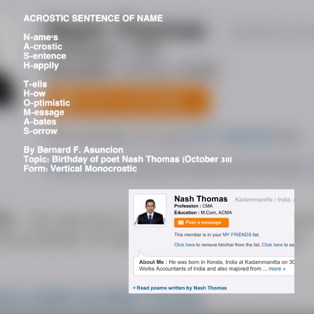 Acrostic Sentence Of Name