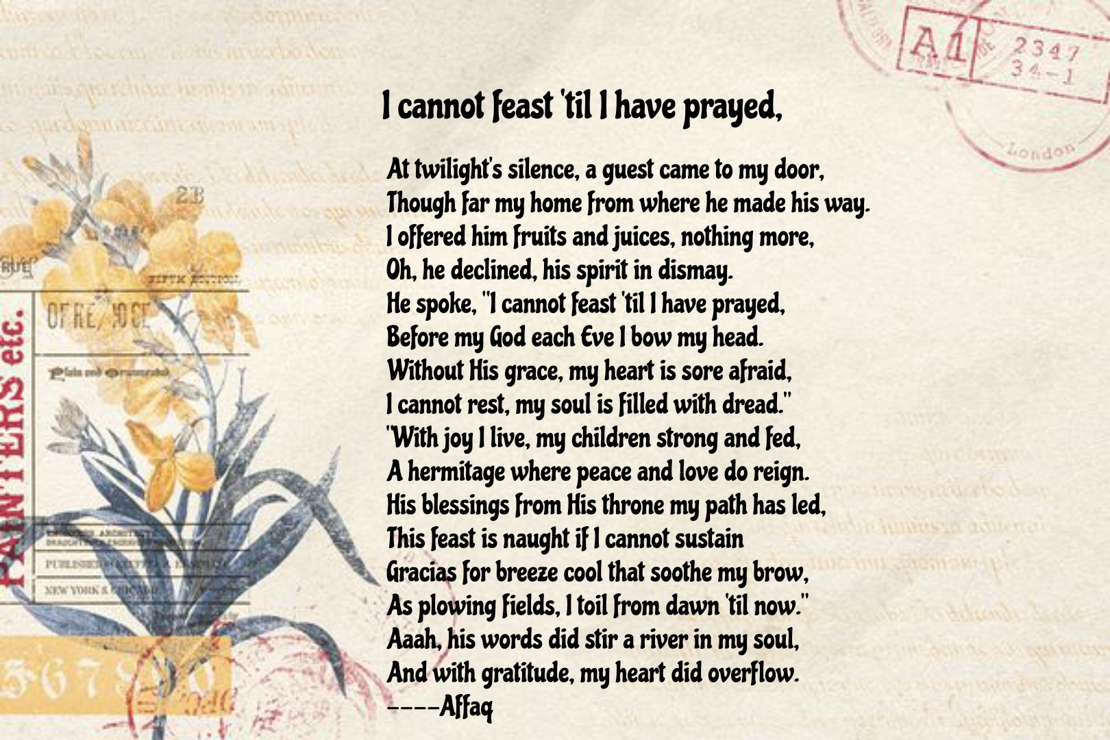 I Cannot Feast ‘til I Have Prayed,