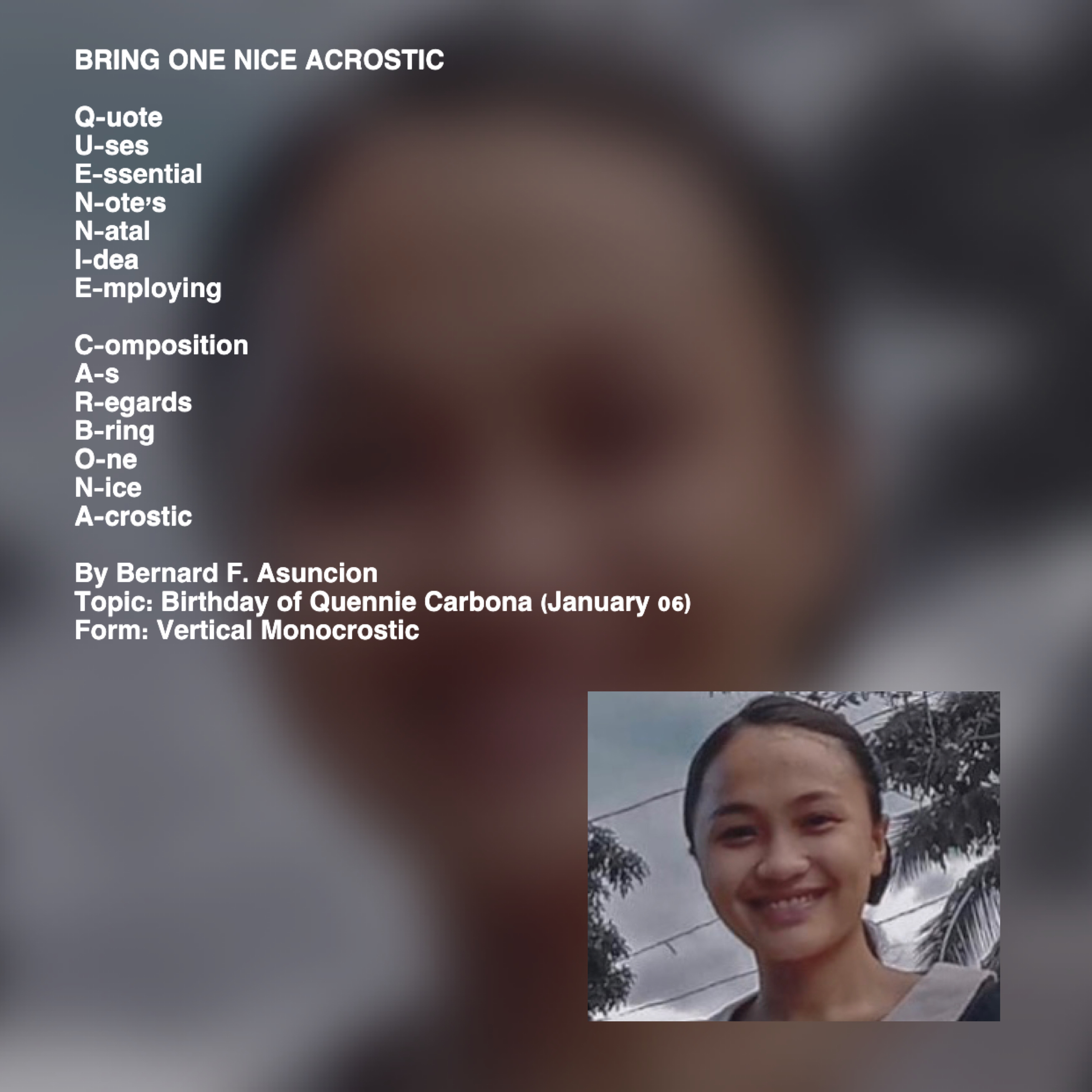 Bring One Nice Acrostic