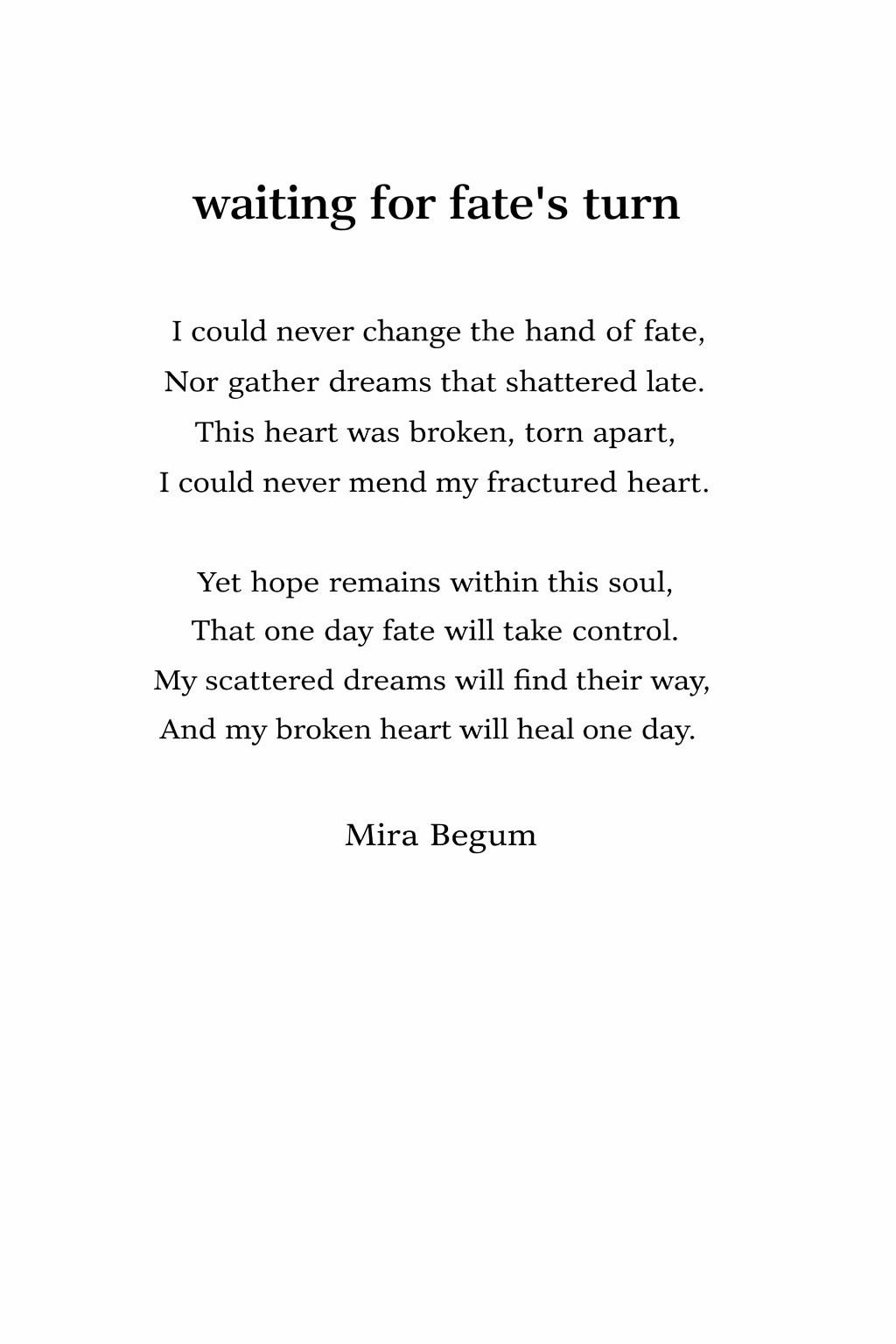 'Waiting For Fate's Turn '