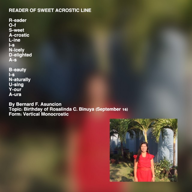 Reader Of Sweet Acrostic Line