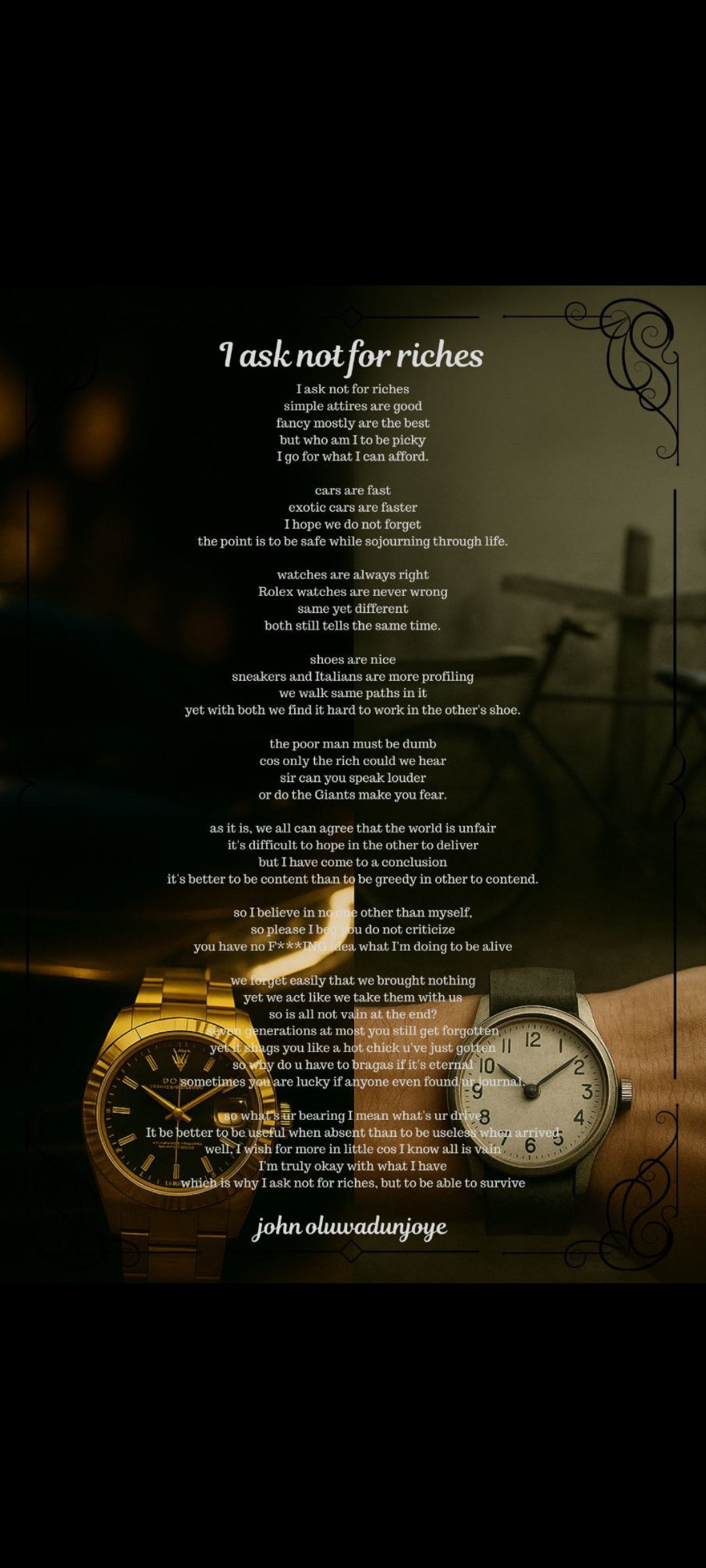 I Ask Not For Riches