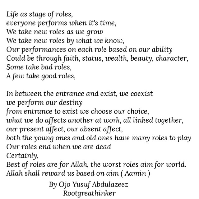 Life As A Stage Of Roles