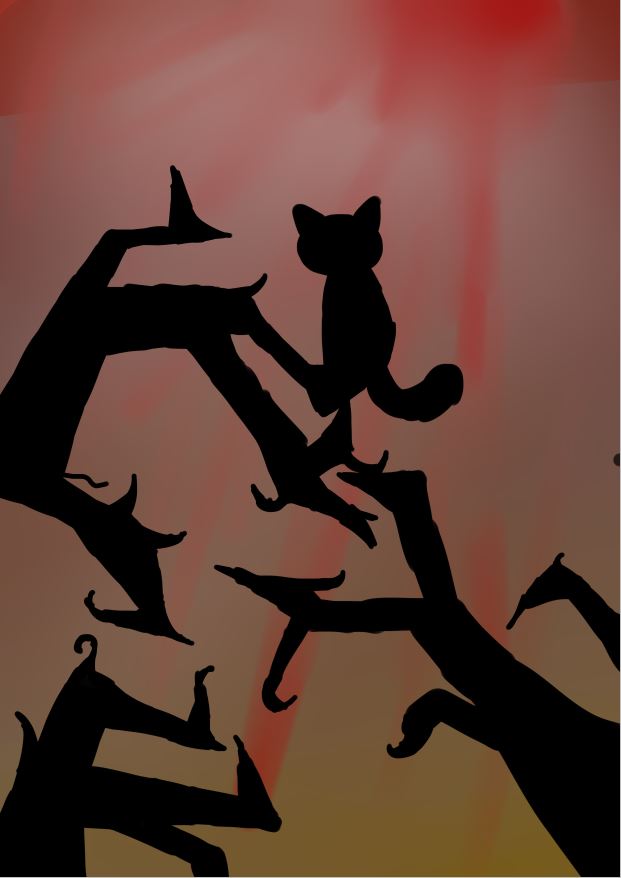 Cat On The Blackthorn Tree