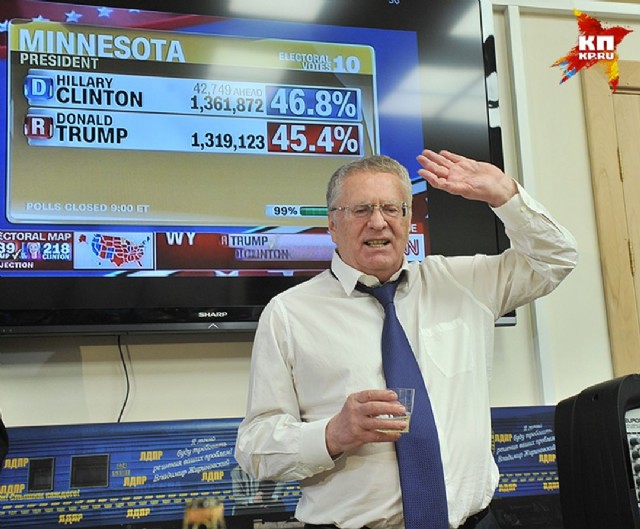 Zhirinovsky Toasts Trump Victory With Champagne