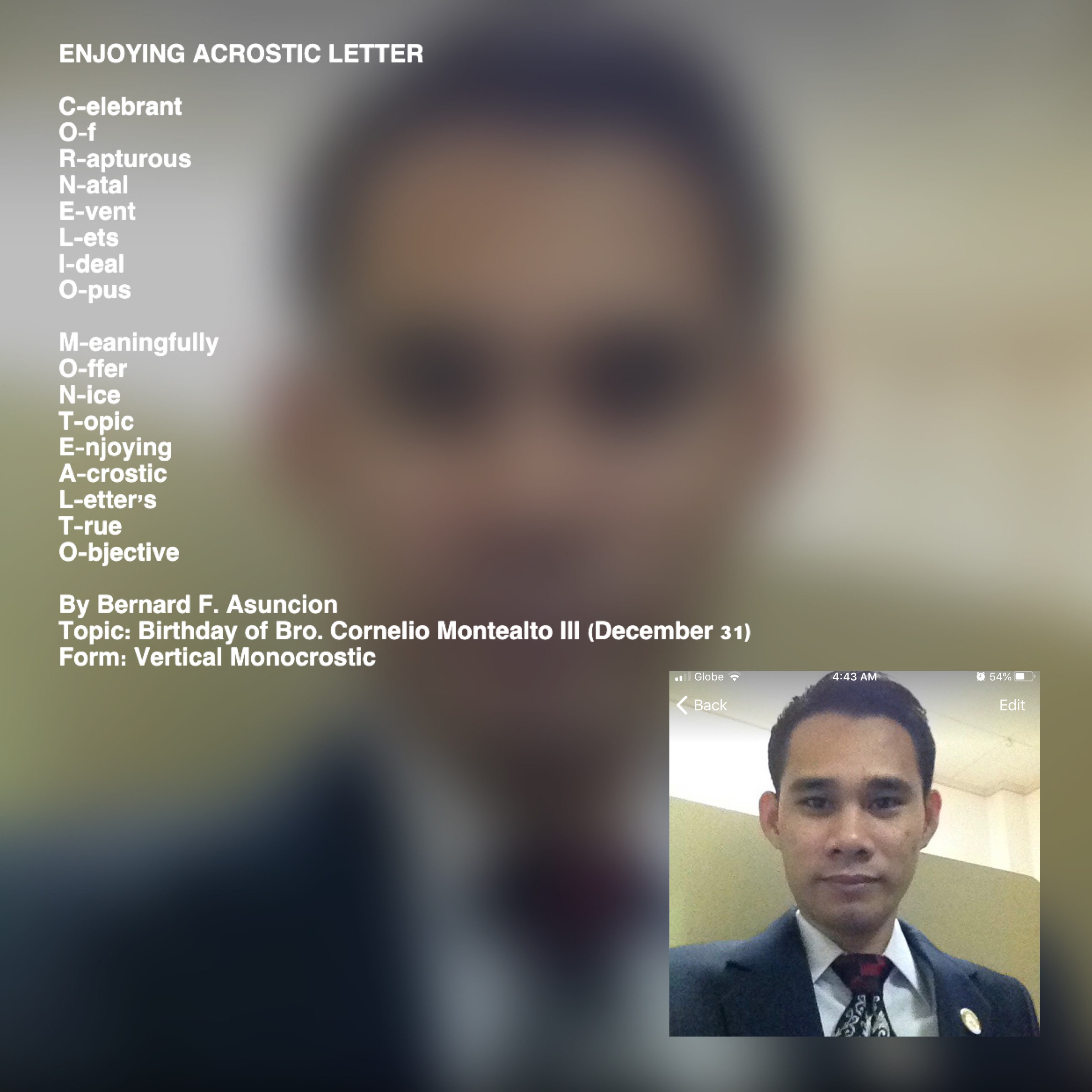 Enjoying Acrostic Letter