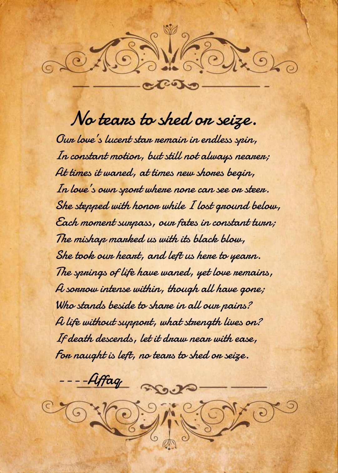 No Tears To Shed Or Seize