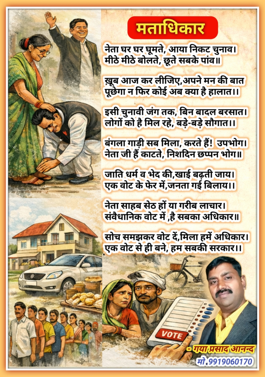 ' दलबदल की राजनीति ' गया प्रसाद आनन्द की कविता