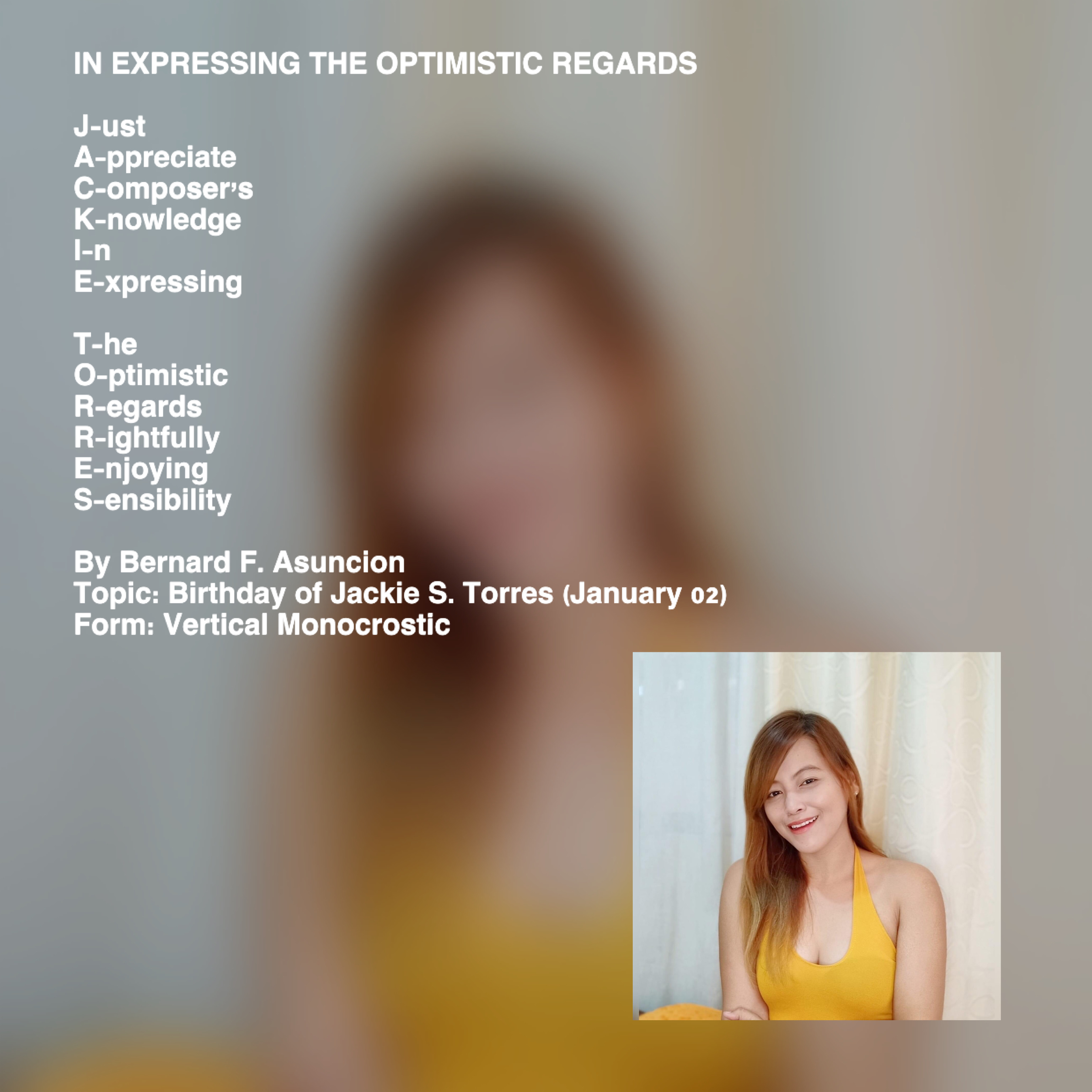 In Expressing The Optimistic Regards