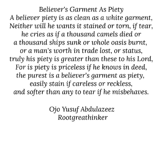 Believer's Garment As Piety