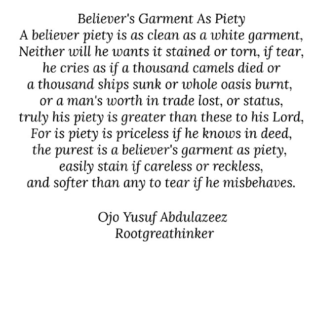 Believer's Garment As Piety