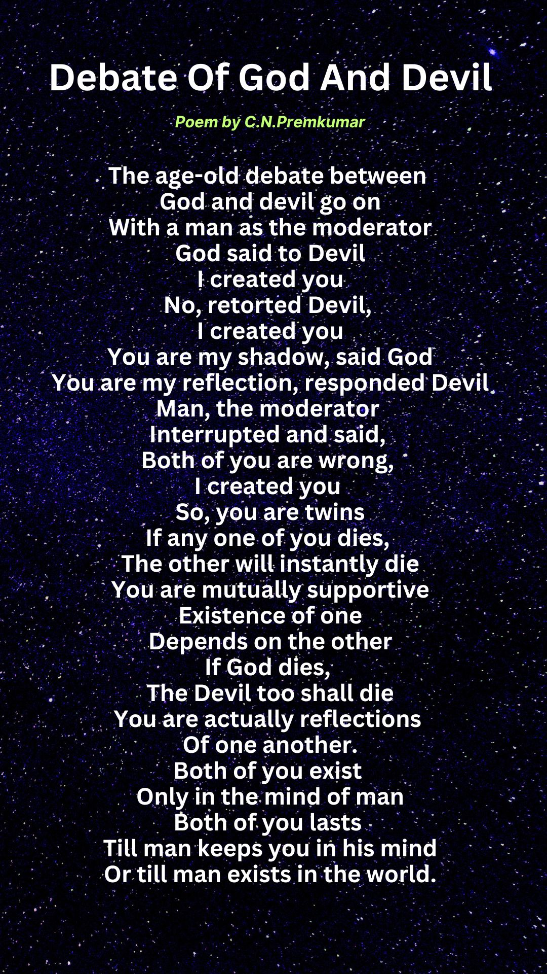 Debate Of God And Devil