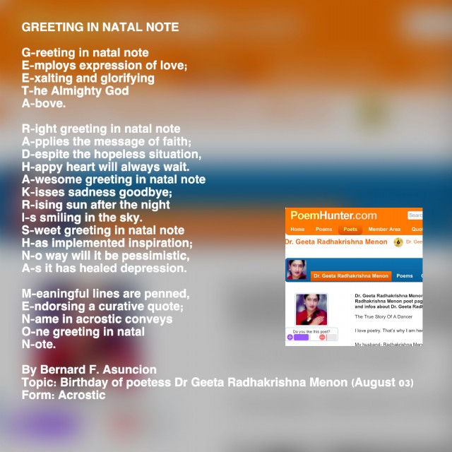 Greeting In Natal Note