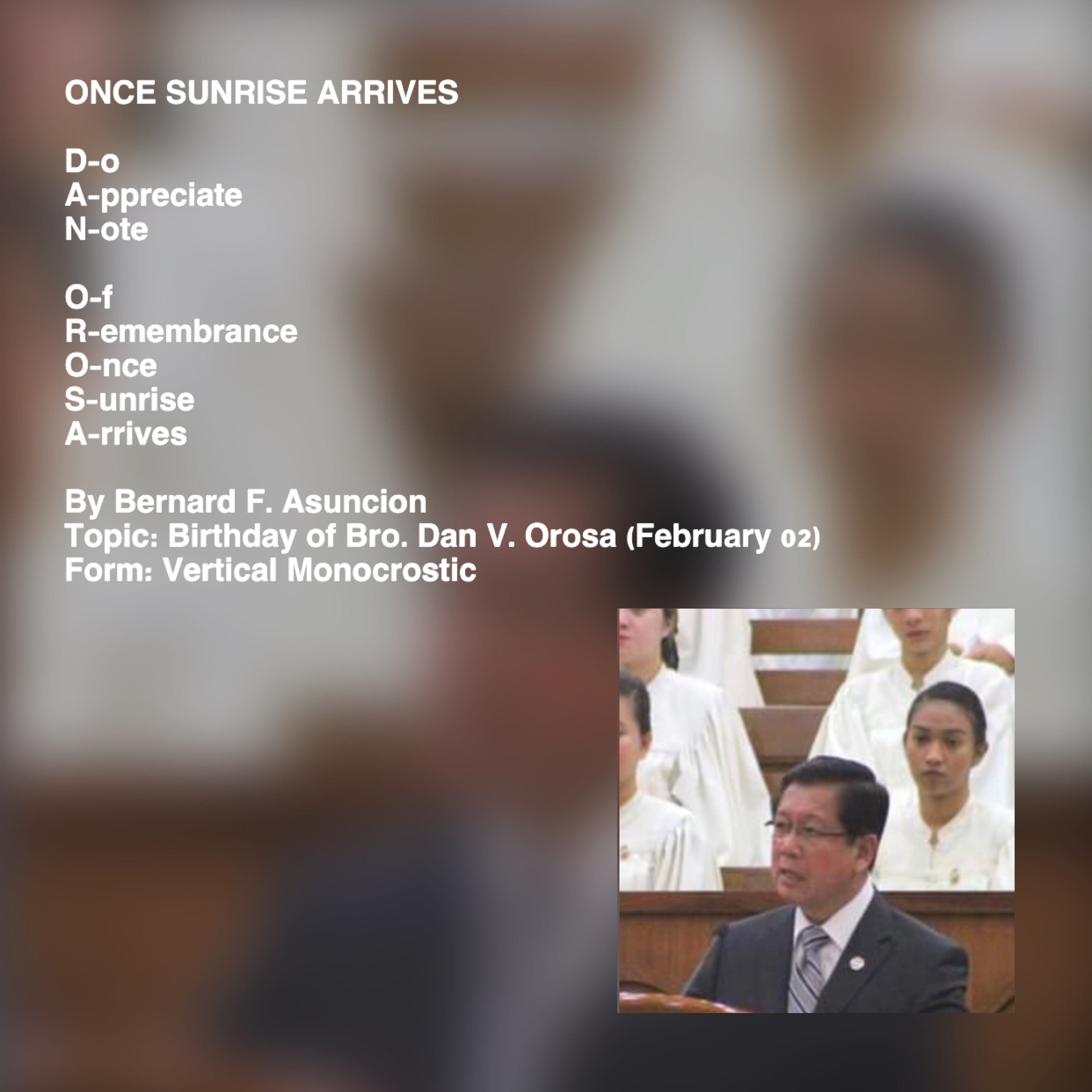 Once Sunrise Arrives