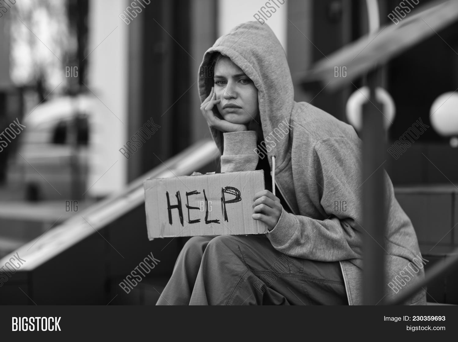 Homeless Poor Woman