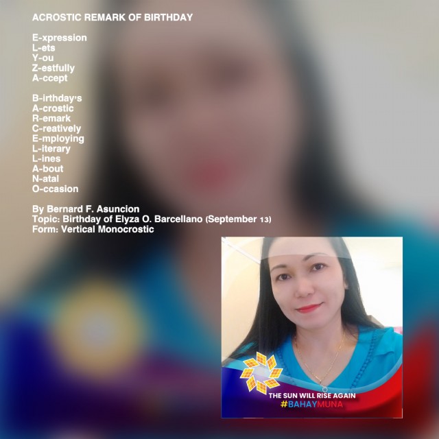 Acrostic Remark Of Birthday