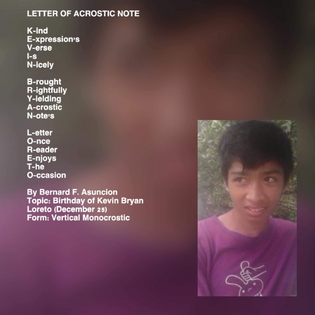Letter Of Acrostic Note