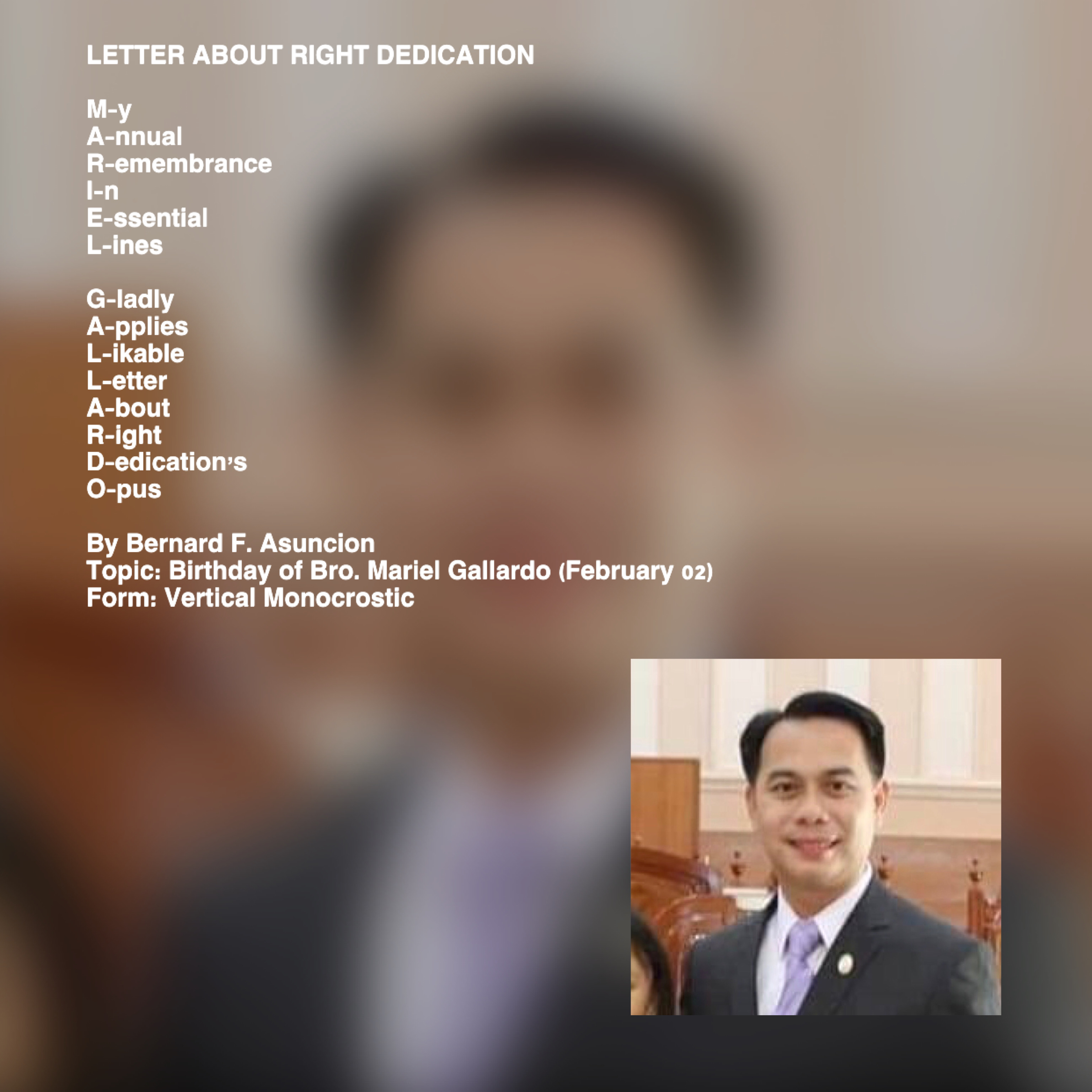 Letter About Right Dedication