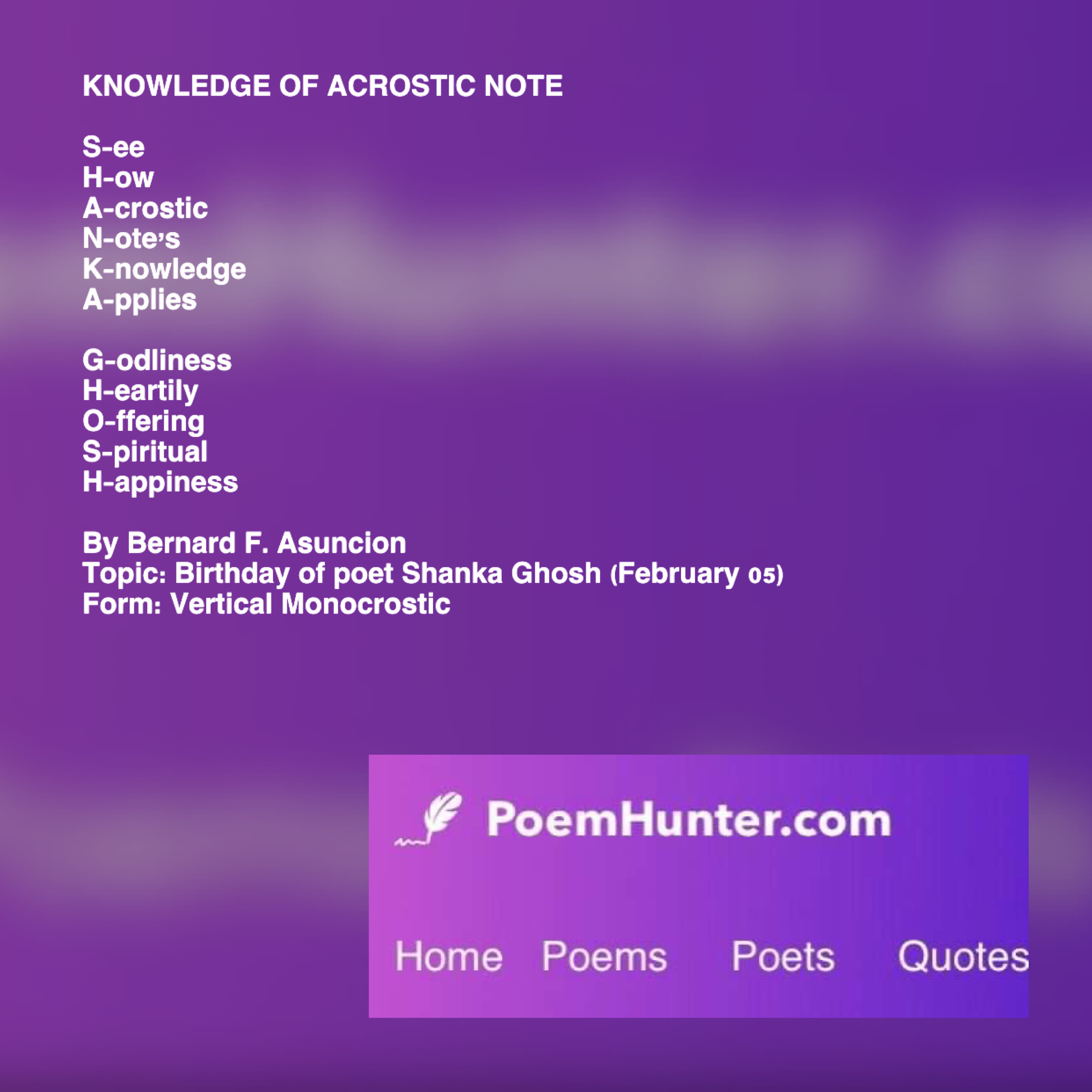 Knowledge Of Acrostic Note