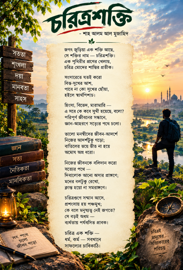 চরিত্রশক্তি — শাহ্ আলম আল মুজাহিদ/The Power Of Character

— Shah Alam Al Mujahid