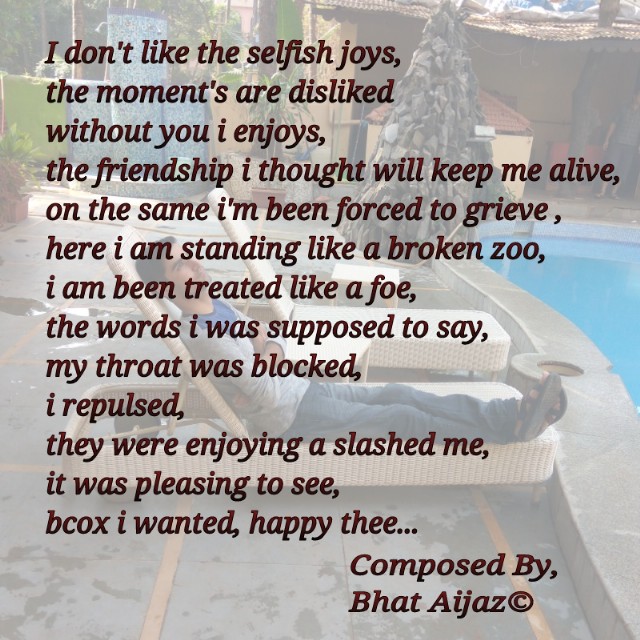 I Don't Like Selfish Joys