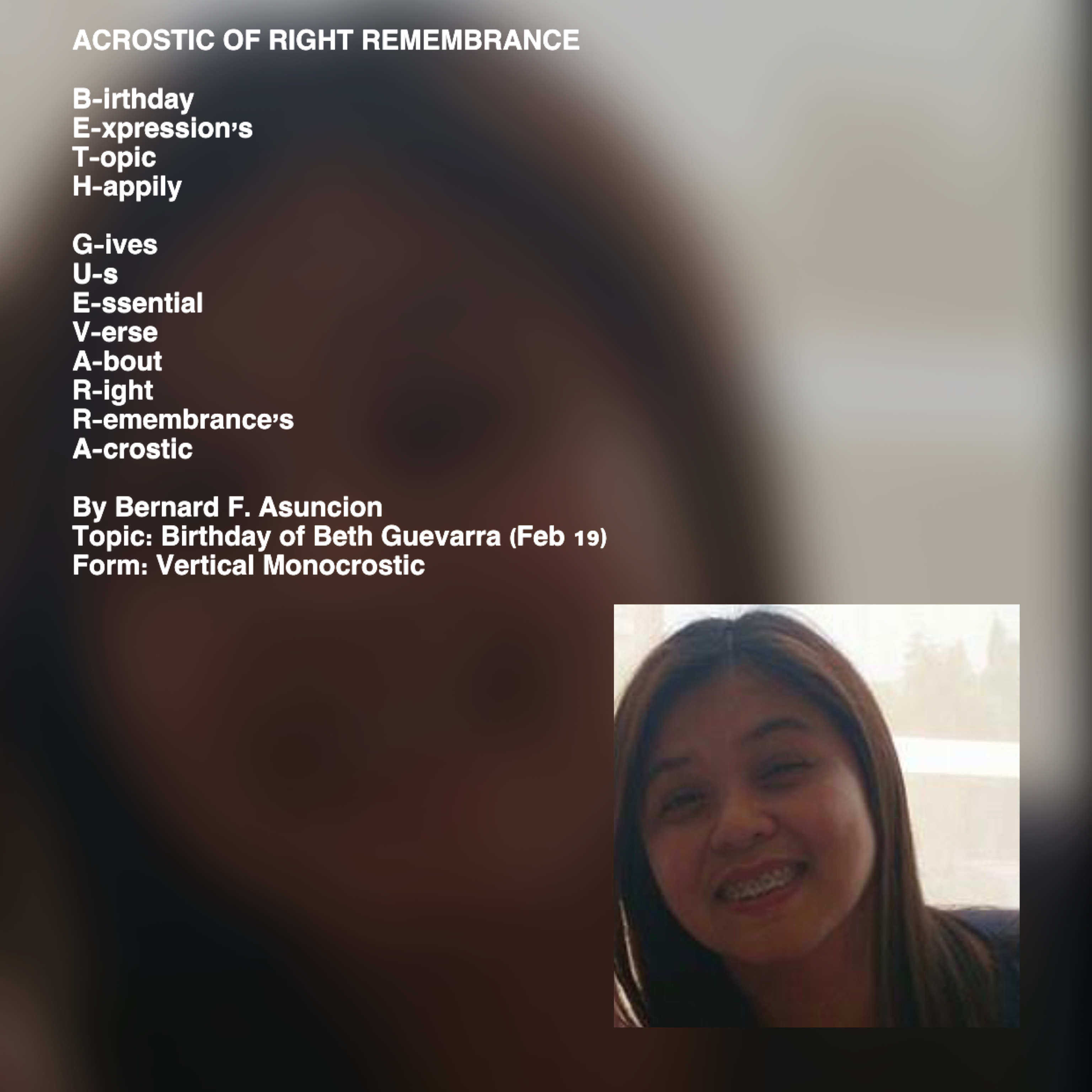 Acrostic Of Right Remembrance