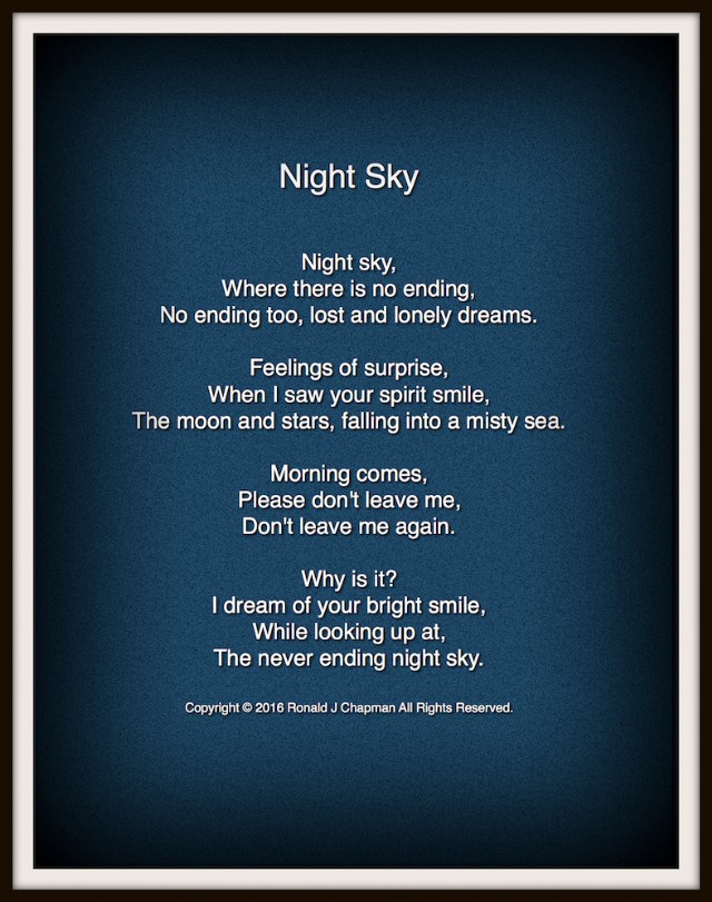 Night Sky Poem by Ronald Chapman - Poem Hunter